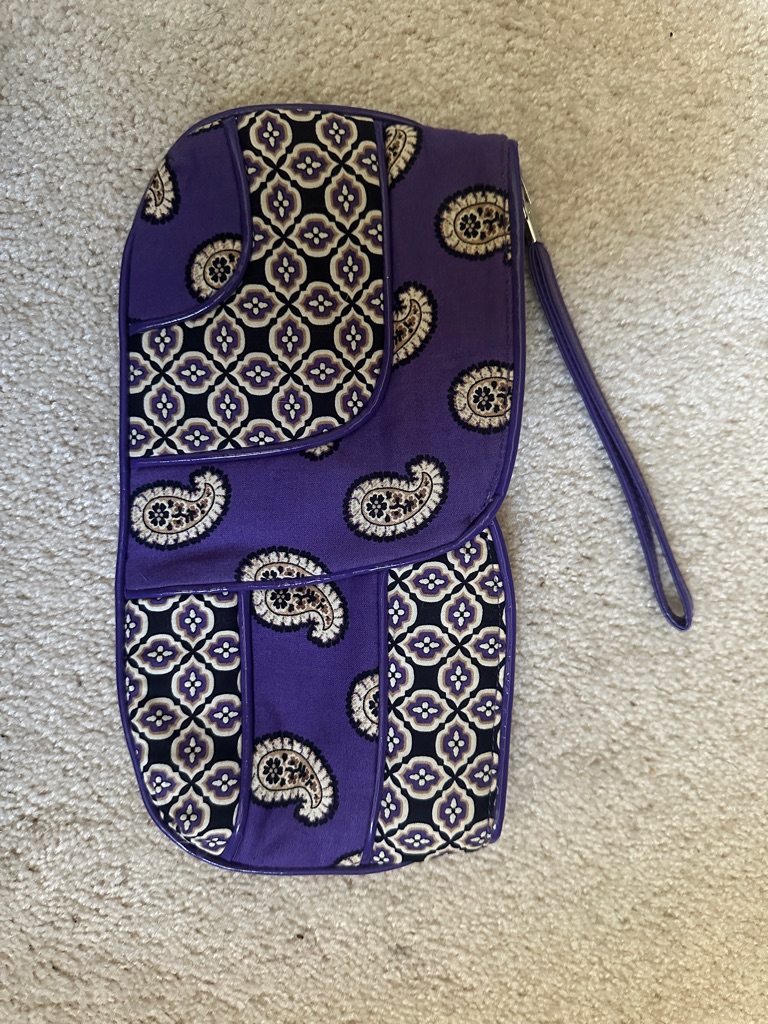 Vera Bradley Purple Paisley & Geometric Wristlet Nwot